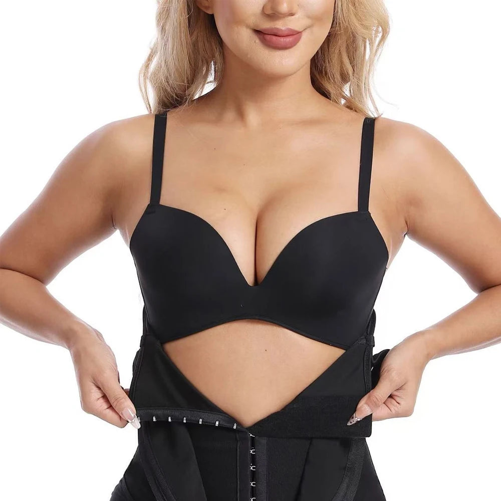 Cinta modeladora feminina para controle abdominal, ideal para exercícios, espartilho modelador pós-parto com zíper e gancho.