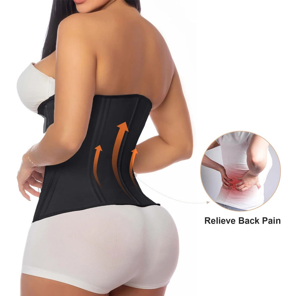 Cinta modeladora feminina para controle abdominal, ideal para exercícios, espartilho modelador pós-parto com zíper e gancho.