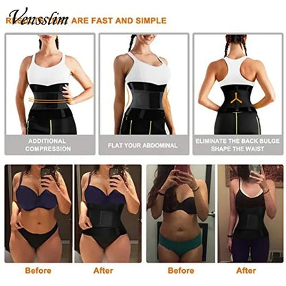 Vensslim Women Sauna Sweat Abdomen Trimmer Belt Waist Trainer Slimming Body Shaper Corset Workout Belly Slim Fat Burner Girdles