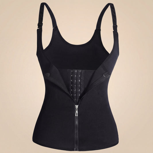 Cinta modeladora feminina para controle abdominal, ideal para exercícios, espartilho modelador pós-parto com zíper e gancho.