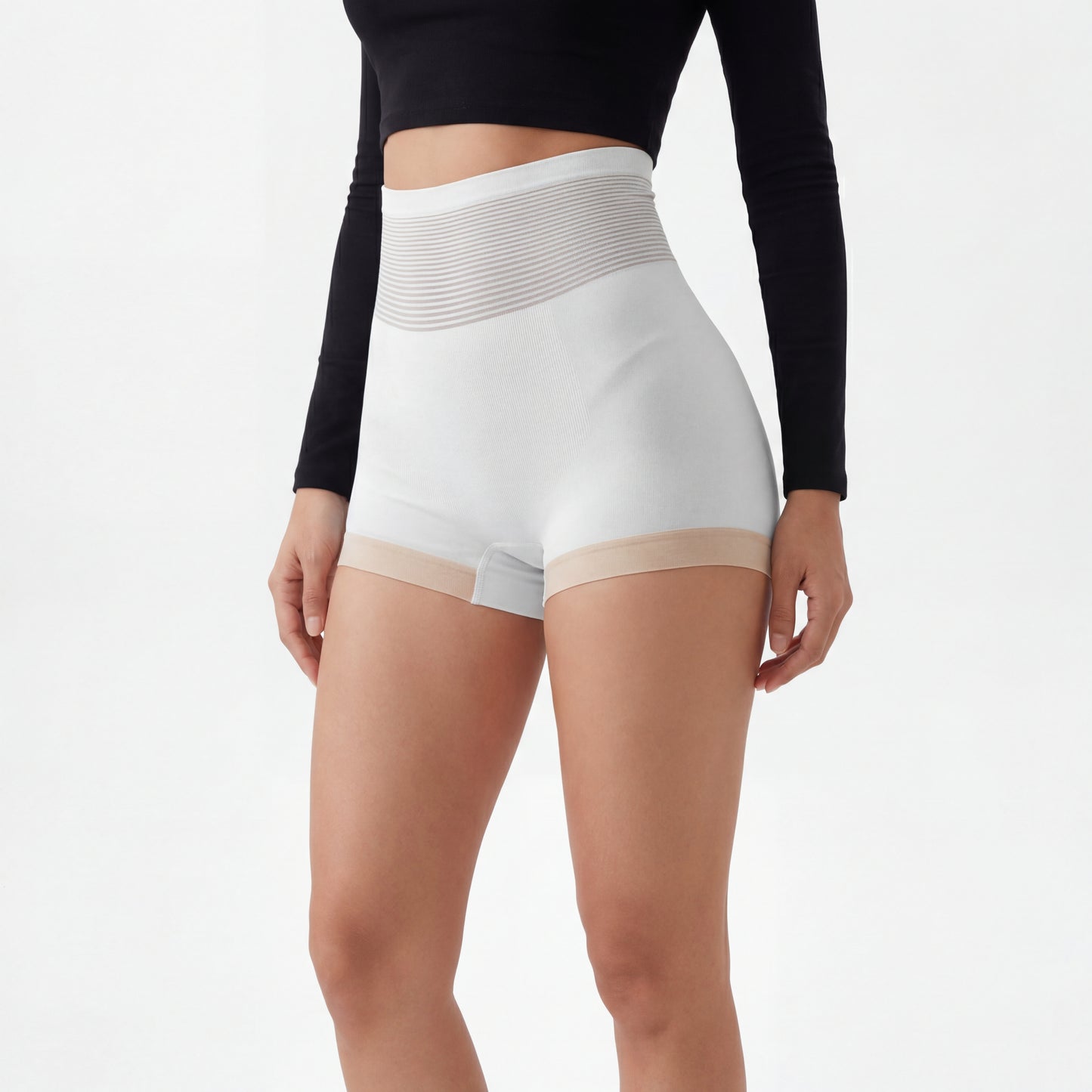 Shorts modeladora sem costura feminina de cintura alta, respirável, que afina a barriga e levanta o bumbum!